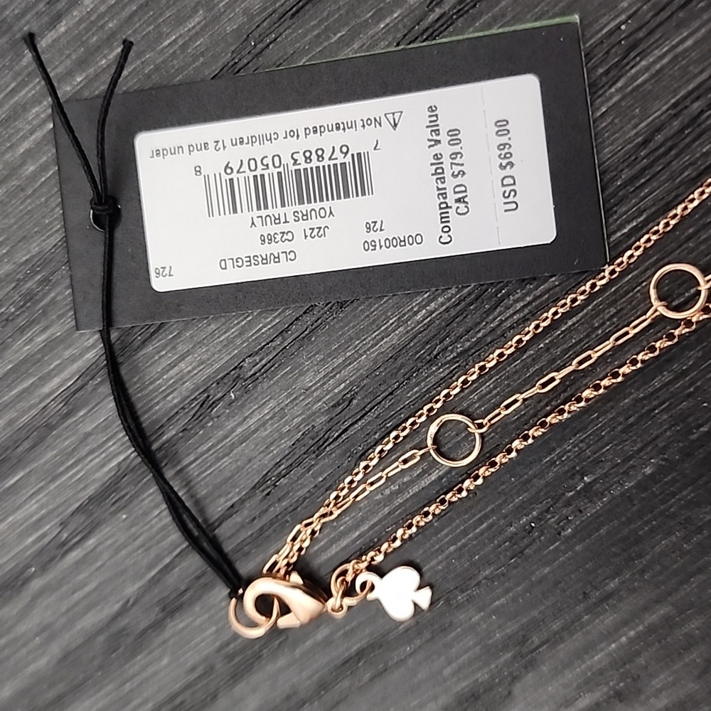 Kate Spade Yours Truly Pave Heart Mini Pendant Necklace Clear Rose Gold - Picture 11 of 16